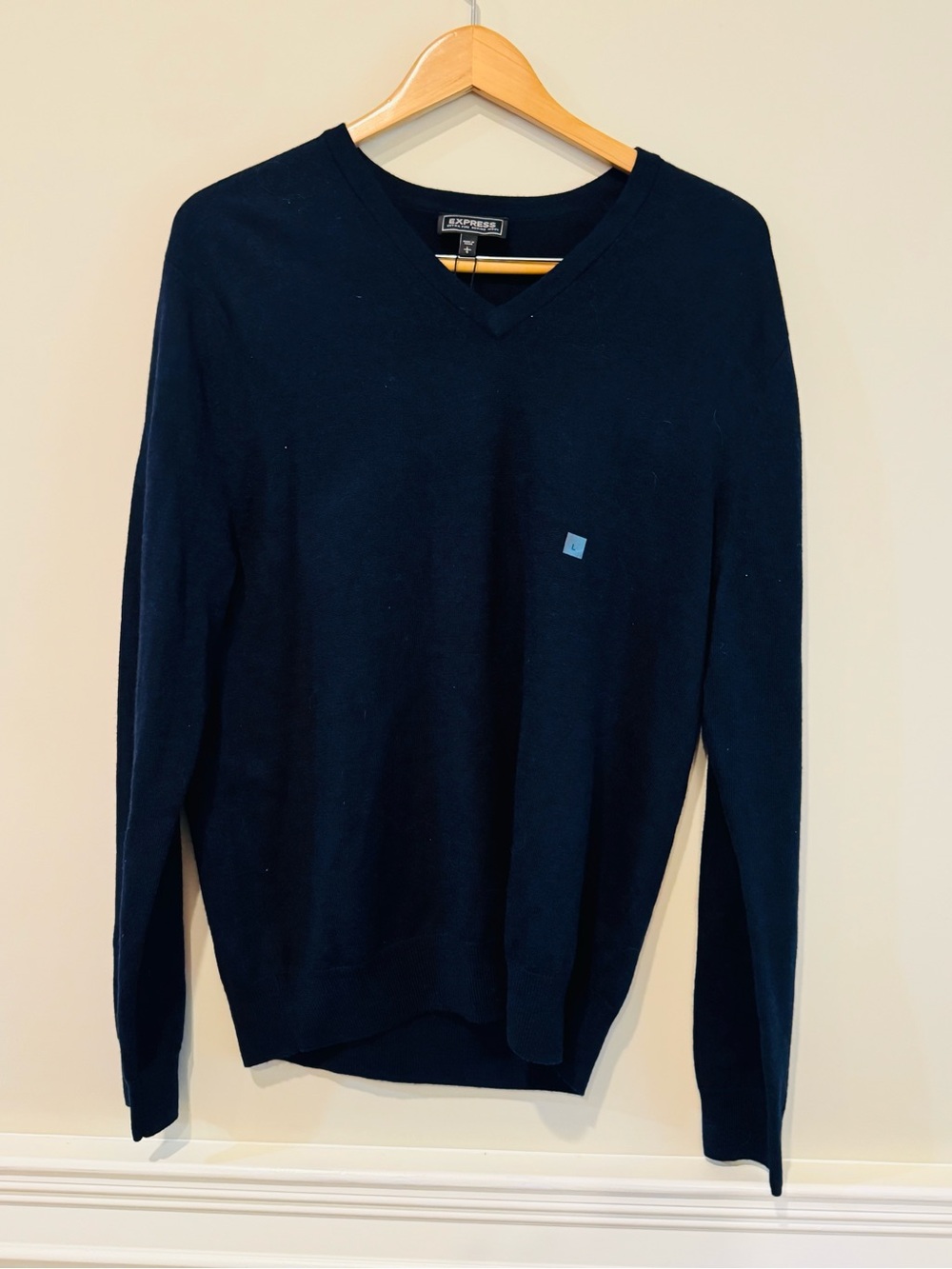 Express Men's V-Neck Sweater - Navy